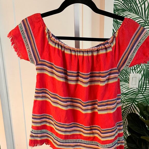 Anthropologie dRA Los Angeles Boho Striped Off the shoulder Top XS - Picture 2 of 9